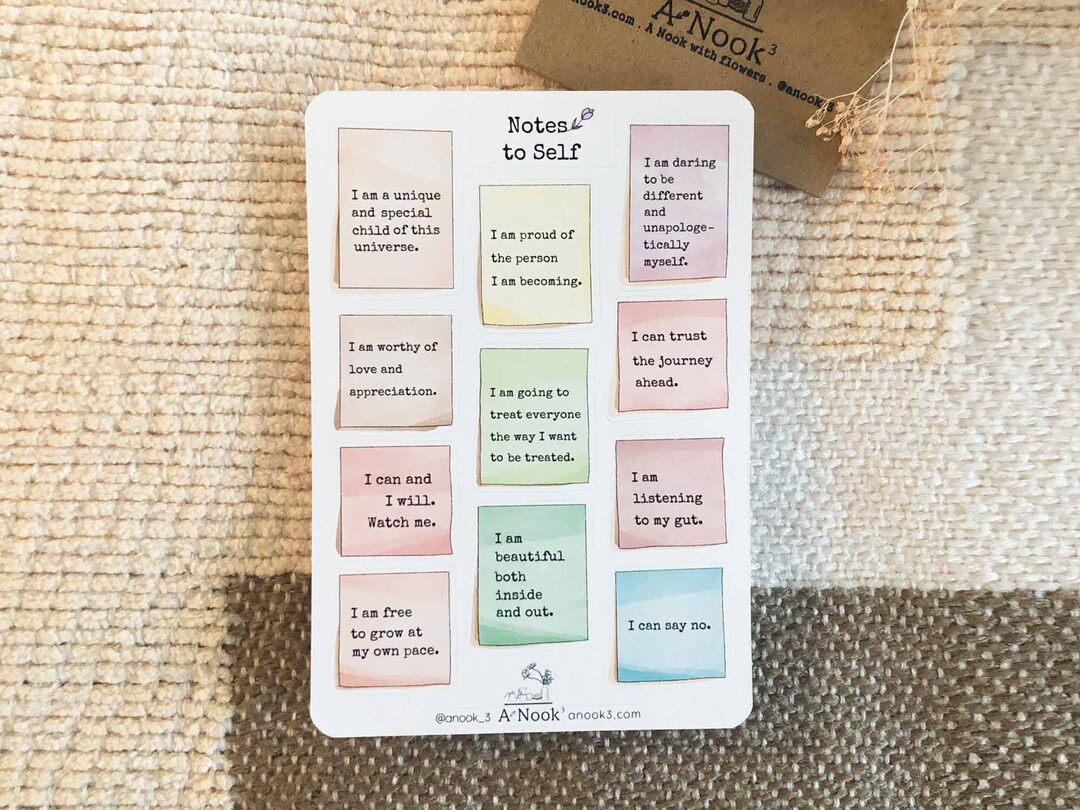 Inspirational Quote Sticker Sheet: Notes to Self, Planner Stickers - Etsy