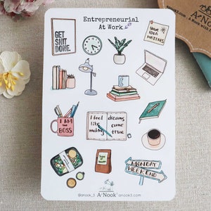 Entrepreneurial At Work Sticker Sheet l Positive quotes Stickers l for Planners Bullet Journal Notebook or Scrapbook