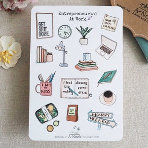 Entrepreneurial At Work Sticker Sheet Positive quotes Stickers Planner stickers Bullet journal stickers