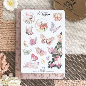 Butterflies with flowers Sticker l Butterflies Sticker Sheet l for Planners Bullet Journal Notebook or Scrapbook