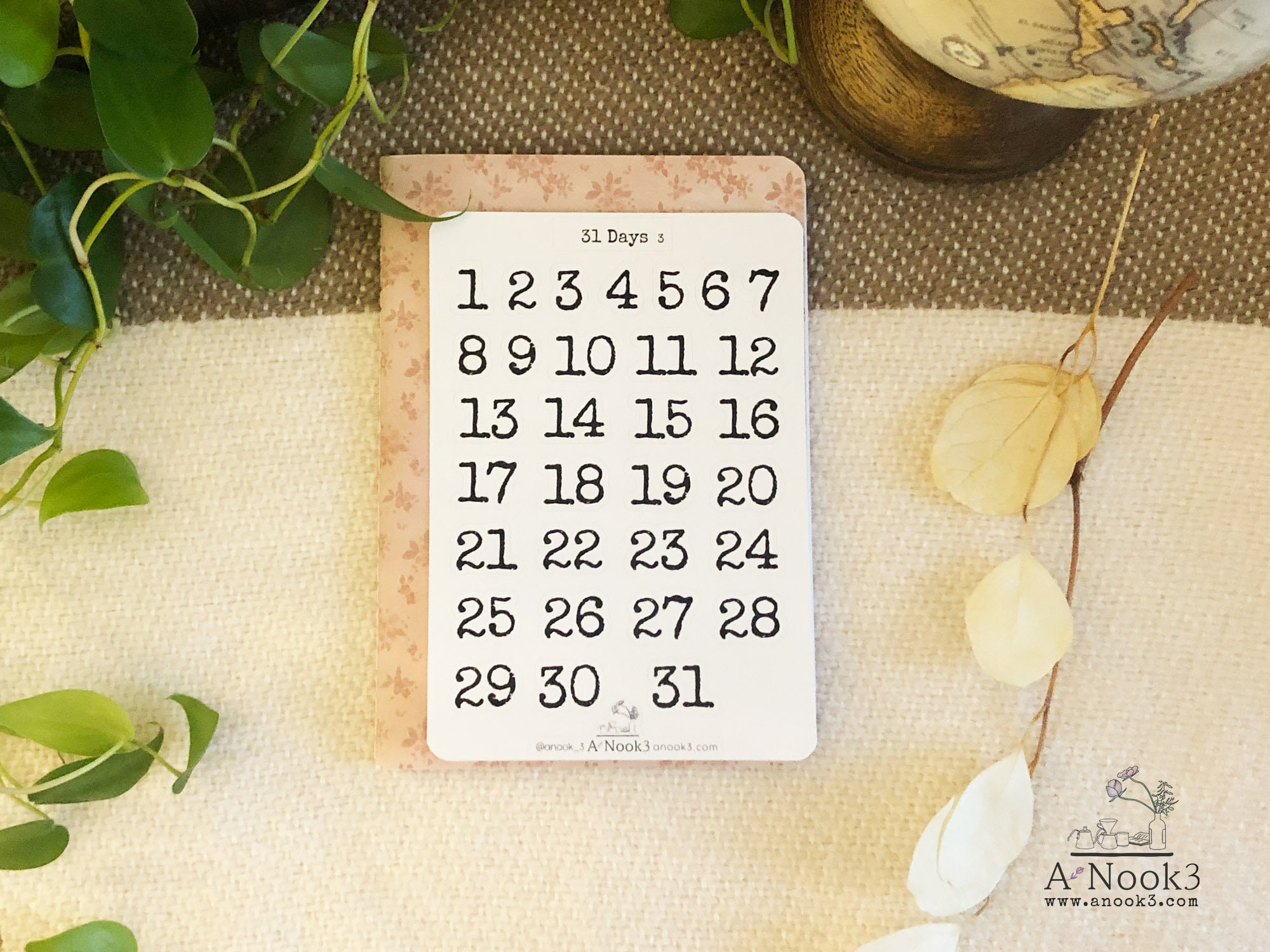 31 Days Stickers Date Number Planner Sticker Journal Stickers - Etsy