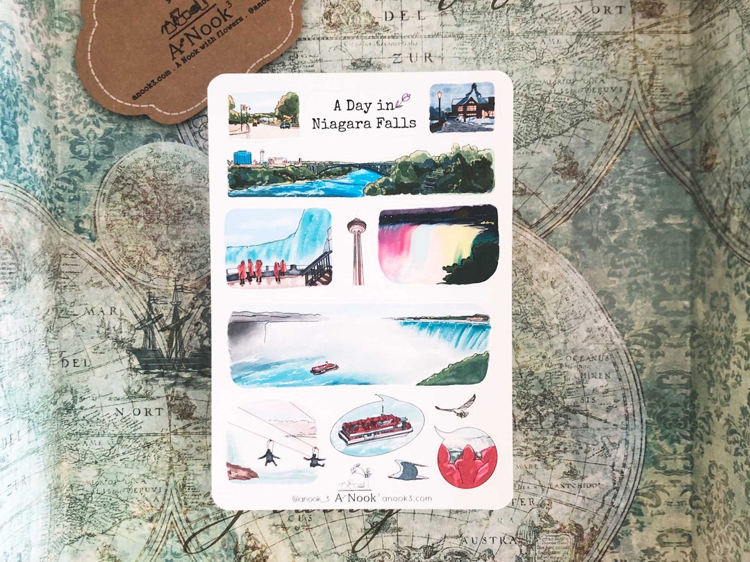 Niagara Falls Sticker Sheet L Travel Stickers L City Illustration L for