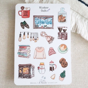 Winter Cafe Sticker Sheet Coffee Stickers Winter stickers for Planners Bullet Journal Scrapbook