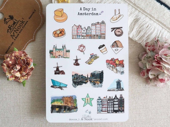 Amsterdam Stickers for Travel Journal Sticker Sheet for Planner Amsterdam  Netherlands Stickers for Scrapbooking 