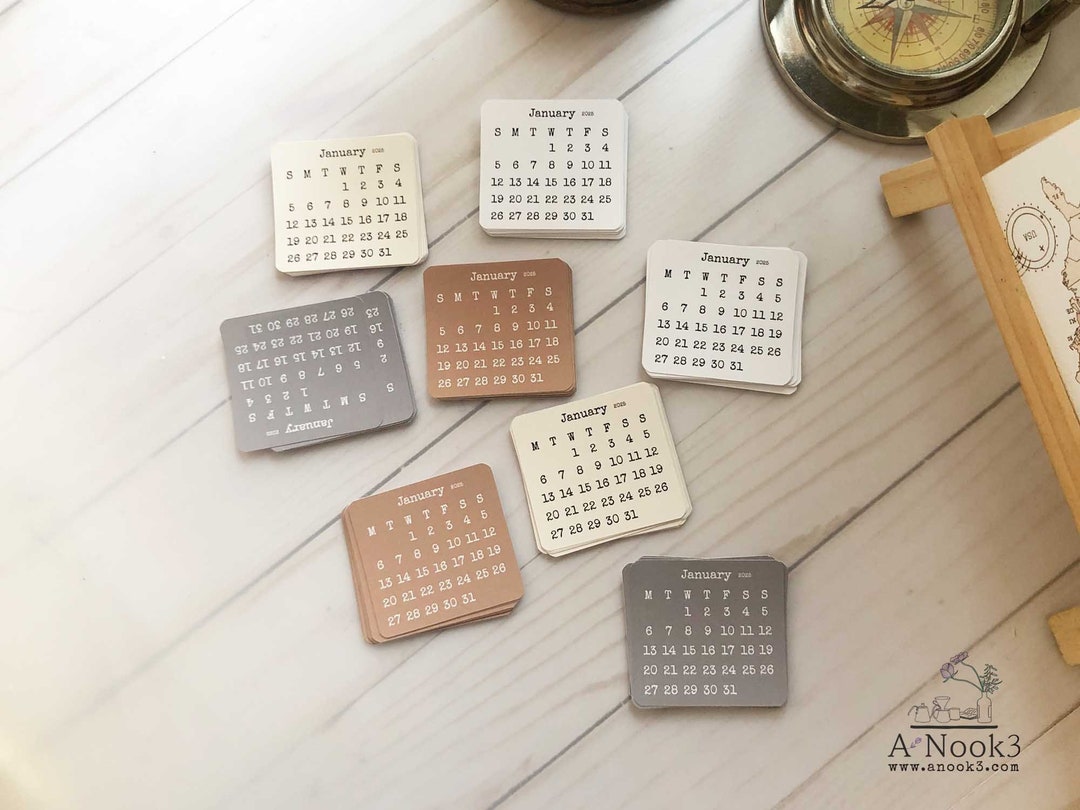 2025 mini calendar stickers die cut planner stickers sunday start