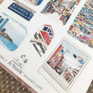 Busan South Korea Travel Stickers: Hand-Drawn Travel Journal Stickers image 2