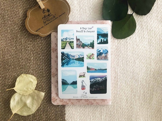 Banff & Jasper Calgary Alberta Canada Stickers: Hand-Drawn Travel Journal Stickers