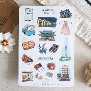 Seoul Travel Stickers: South Korea Journal Planner Stickers