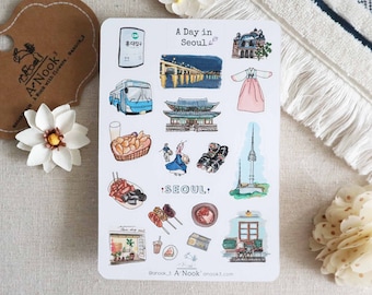 Seoul Travel Stickers: Busan Jeju Island South Korea Journal Planner Stickers