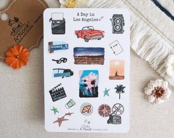 Hollywood Los Angeles Sticker Sheet for Travel Journal LA stickers for Travel Planner City stickers for Scrapbooking