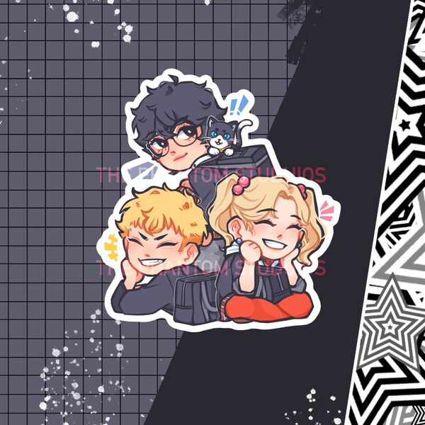 Persona 5 Shujin Trio Hangout Sticker | Phantom Thieves | Matte | Decals | Stationery
