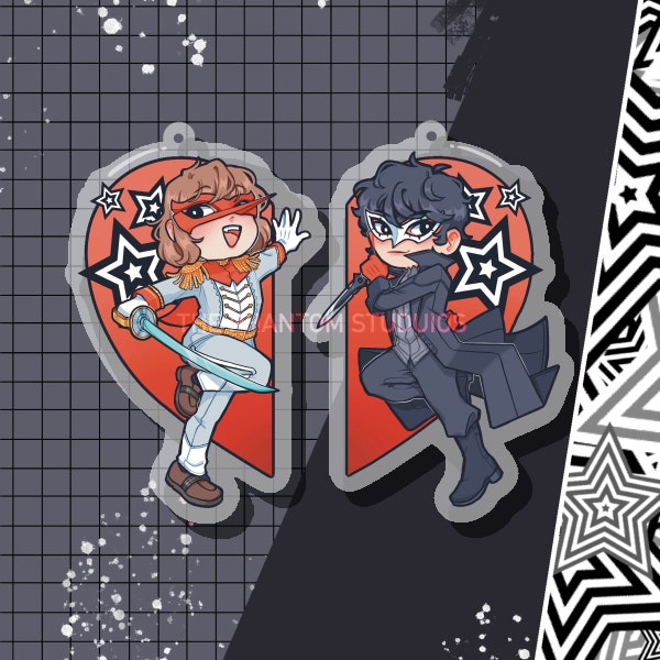 Persona 5 Masked Joker and Crow Charms | Acrylic | Keychains