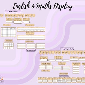 Digital Literacy and Maths Natural Working Wall | Maths Working Wall | English Working Wall | English Display | Classroom Display Pack