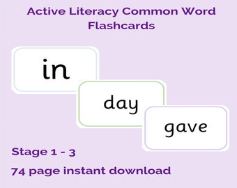 Editable Active Literacy Common Word Flashcards