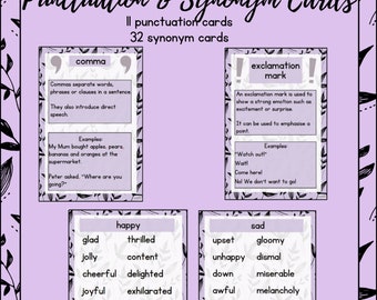 Editable Tropical Punctuation and Synonym Cards | Grammar | Phonics | Writing | Literacy |