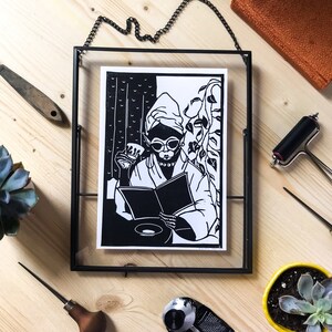 Handprinted linocut, unique linoprint - Everyday&#39;s of a Monkey