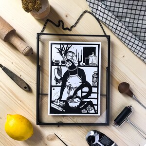 Handprinted linocut, unique linoprint - Everyday&#39;s of a Monkey
