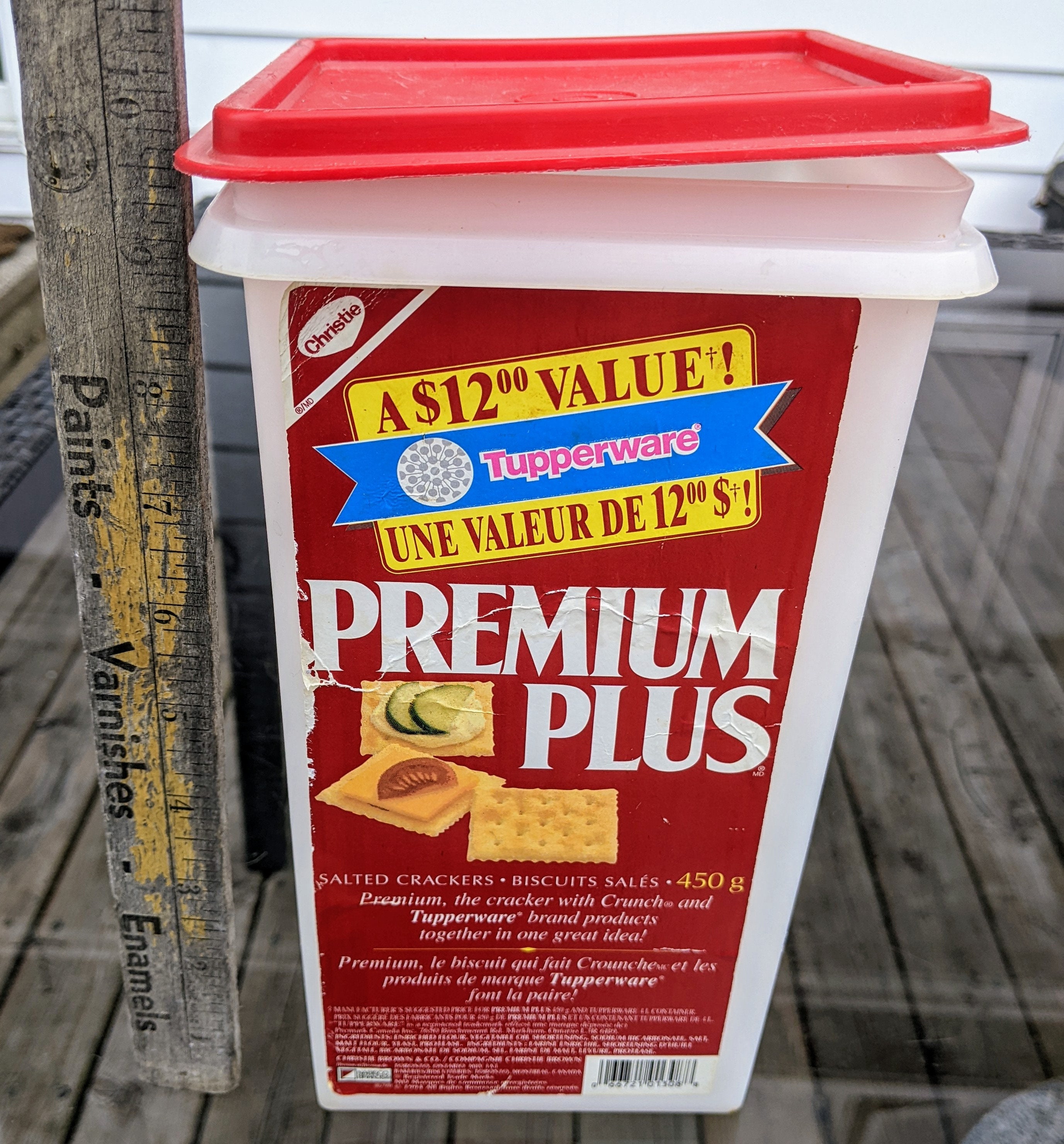 Vintage Tupperware Brand Premium Plus Crackers Original Red Label