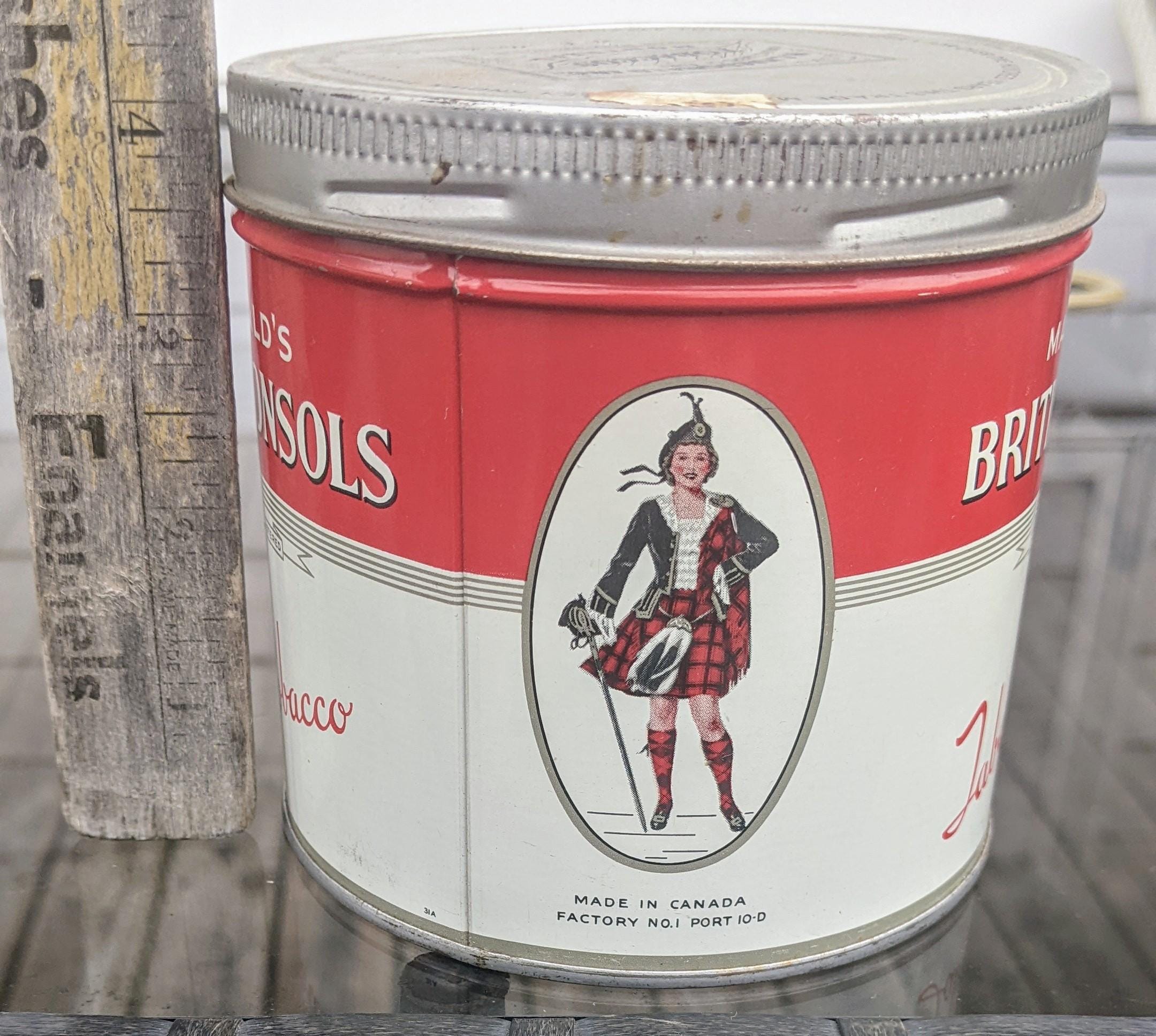Vintage 1960s Mcdonald's British Consols Tobacco Tin: Montreal Canada