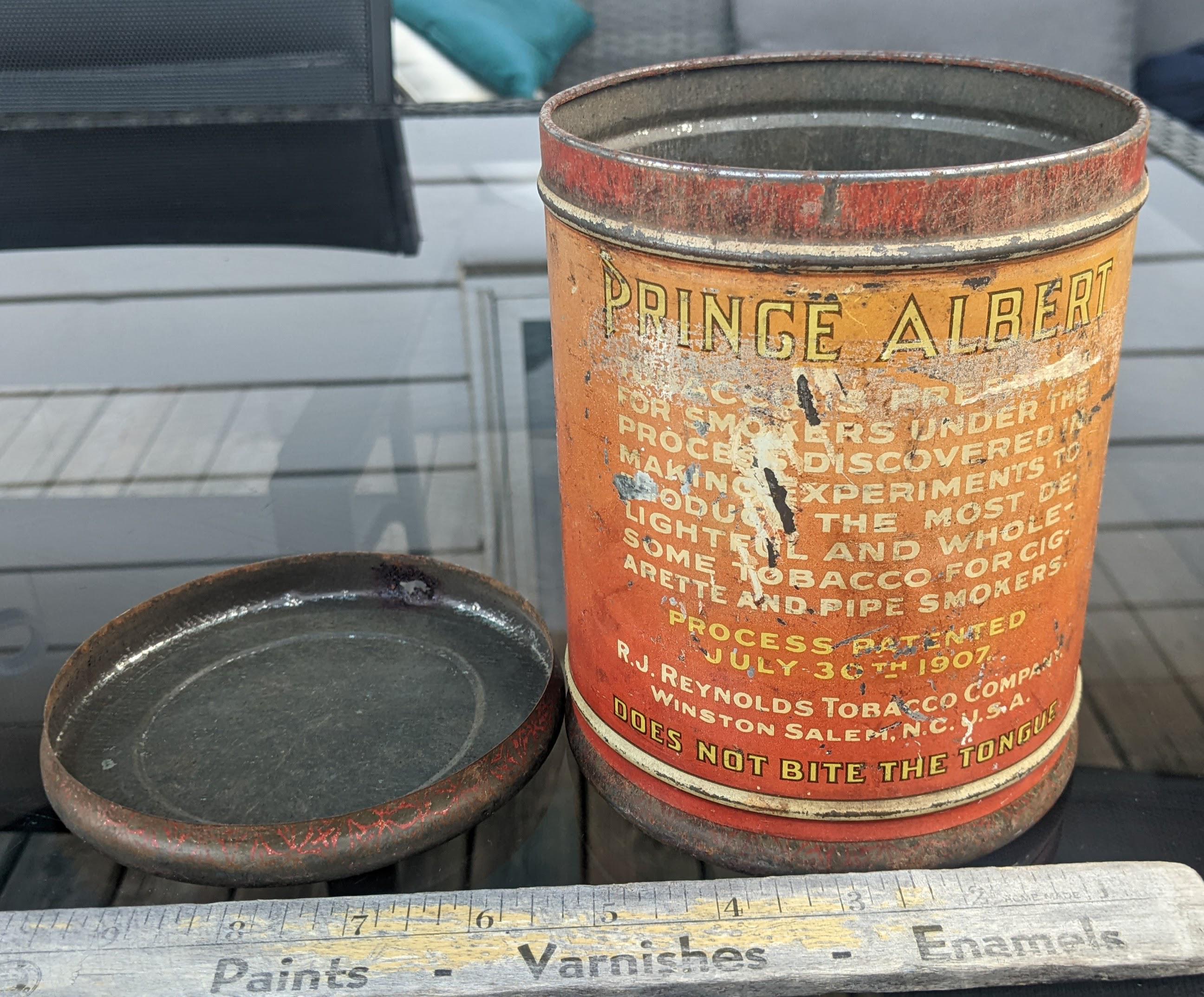 Vintage Empty Prince Albert Tobacco Tin: Large Crimp Cut Can, USA Made