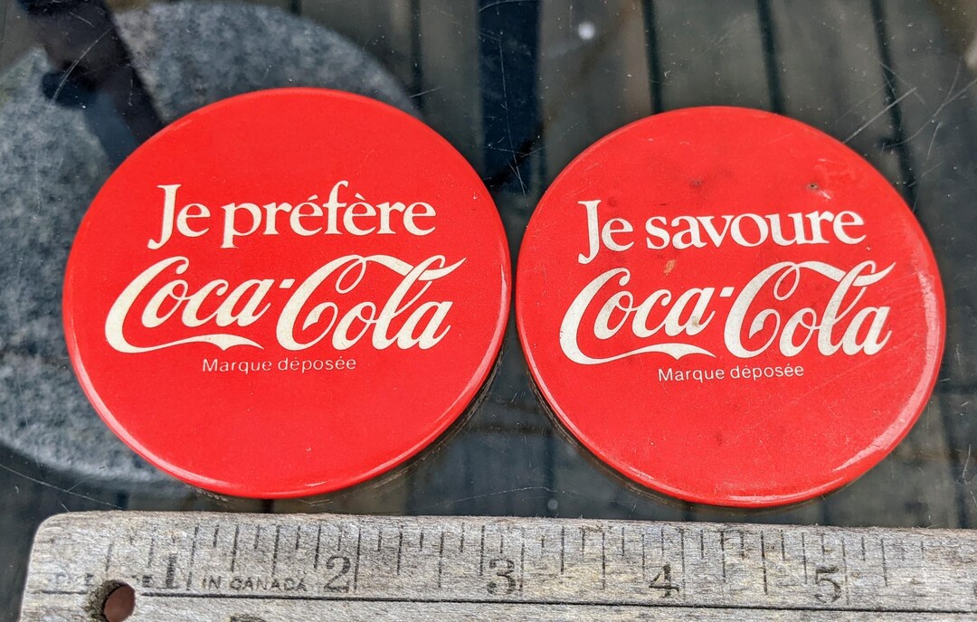 Set of 2 Vintage Advertising Coca Cola Pinback Buttons in French - Etsy