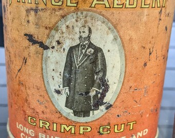 Vintage Empty Prince Albert Tobacco Tin: Large Crimp Cut Can, USA Made