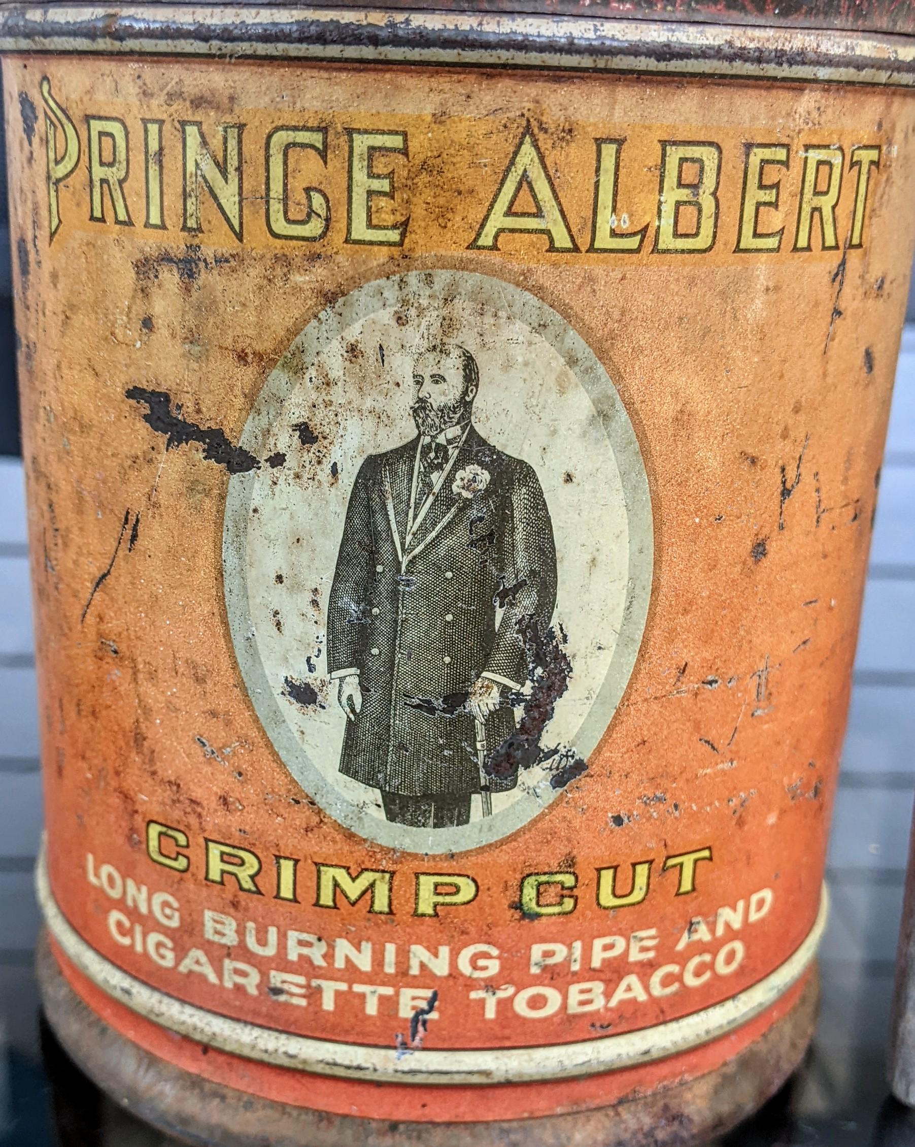 Vintage Empty Prince Albert Tobacco Tin: Large Crimp Cut Can, USA Made