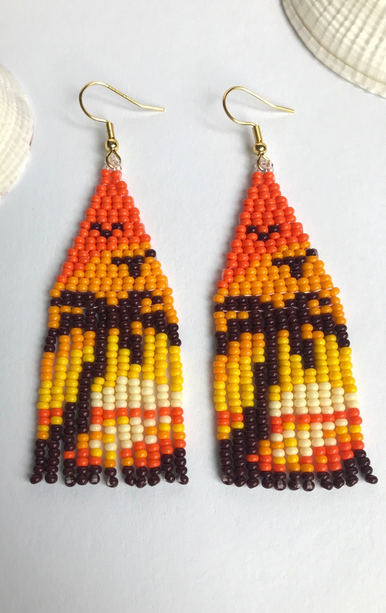 Sunset Pink Palm Tree Beaded Earrings
