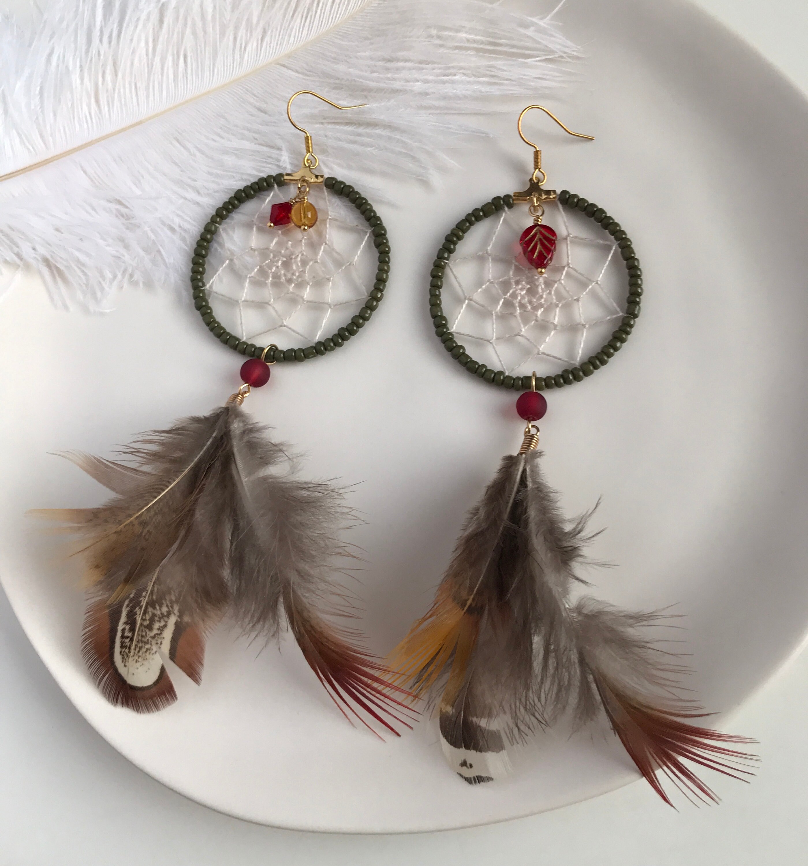 Vintage Navajo Sterling Feather Dangle Earrings Earrings Sterling Silver Native  American Feather Dreamcatcher Earrings