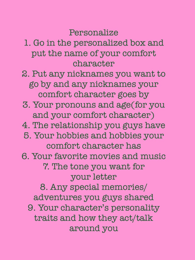 Letter From Your Comfort Character Etsy