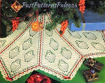 Vintage Crochet Pattern 55" Pretty Pineapple Christmas Tree Skirt PDF Instant Digital Download 10 Ply