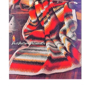 Vintage Crochet Afghan Pattern Cozy Campfire Indian Blanket PDF Instant Digital Download Navajo ZigZag Striped Throw 10 Ply