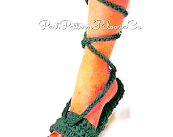 Vintage Crochet Pattern Womens Lace Up Shoes Sandals PDF Instant Digital Download Strappy Open Toe Boho Gladiator Calf Straps