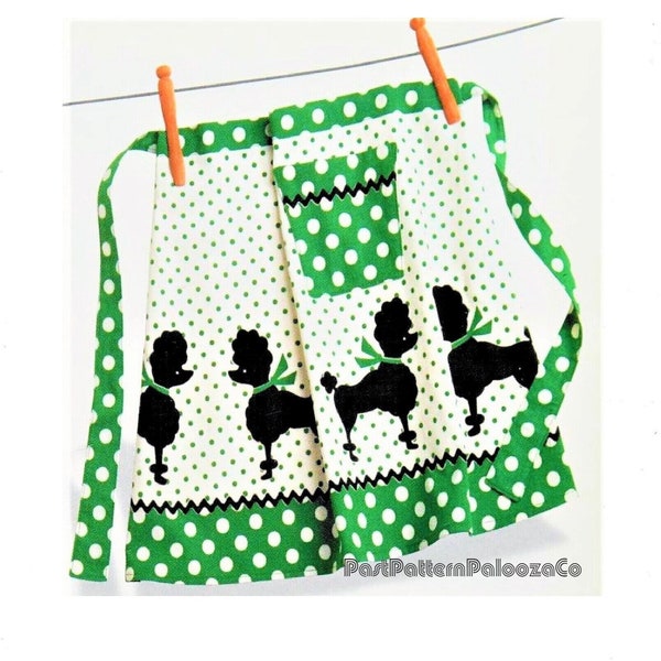 Vintage Sewing Pattern Womens Polka Dot Poodles Apron Mid Century Housewife Chic PDF Instant Digital Download One Size