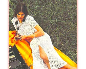 Vintage Crochet Pattern Womens Summer Lace Midi Skirt and Crop Top Set PDF Instant Digital Download Boho Mesh Patio Set Outfit Retro 70s