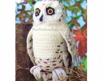 Vintage Crochet Snowy Owl Pattern 13" PDF Instant Digital Download Owl Amigurumi Plush Stuffed Soft Toy Forest Woodland Animal 4 Ply