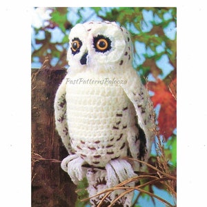 Vintage Crochet Snowy Owl Pattern 13&quot; PDF Instant Digital Download Owl Amigurumi Plush Stuffed Soft Toy Forest Woodland Animal 4 Ply
