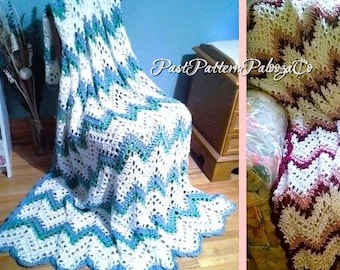 Vintage Crochet Pattern Filet Ripples Afghan Pattern PDF Instant Digital Download Chevron Zig Zag Lace Throw Blanket 48x62 10 Ply