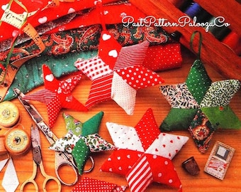 Vintage Christmas Sewing Pattern Pretty Patchwork Star Ornaments Five and Six Pointed PDF Instant Digital Download Tree Trim Holiday Decor
