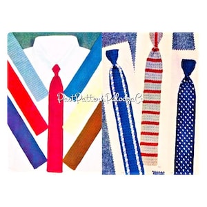 Vintage Crochet Thread Pattern Mens Neck Tie Solids Stripes Dots PDF Instant Digital Download Cotton Thread