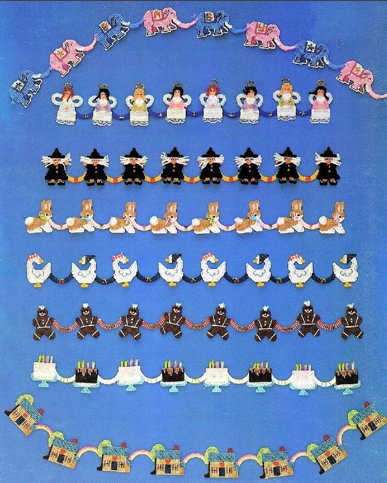 Vintage Plastic Canvas Pattern Christmas Tree Garland or Banners PDF ...