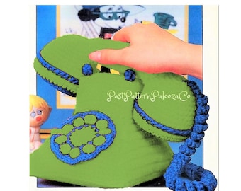 Vintage Crochet Pattern Rotary Dial Phone Old Fashioned Telephone Amigurumi PDF Instant Digital Download Plush Novelty Toy with Sound 4 Ply