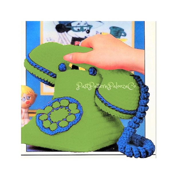 Vintage Crochet Pattern Rotary Dial Phone Old Fashioned Telephone Amigurumi PDF Instant Digital Download Plush Novelty Toy with Sound 4 Ply