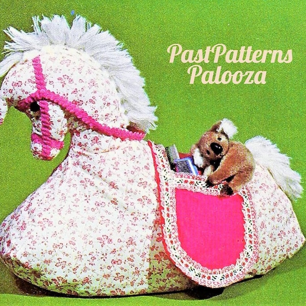 Vintage Sewing Pattern 22" Calico Pony Rocking Horse Pajama Bag Toy Fabric Bed Caddy PDF Instant Digital Download PJ Holder Pocket Saddle