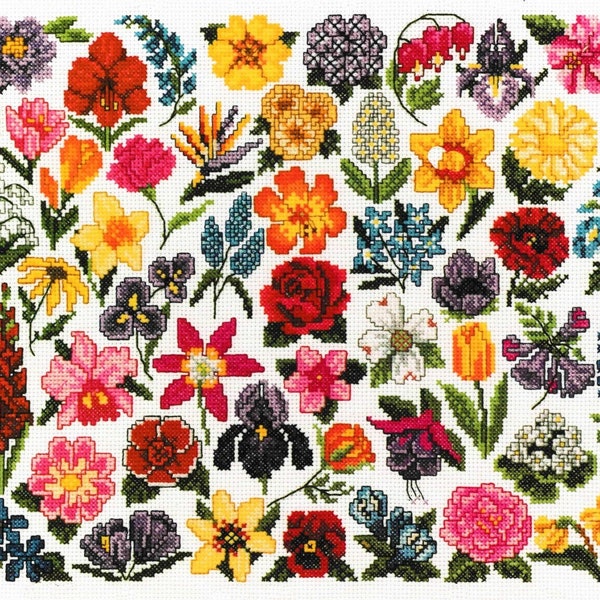 Vintage Cross Stitch Patterns Mini Spring Garden Flowers Motifs PDF Instant Digital Download Embroidery 40 Miniature Floral Designs A1