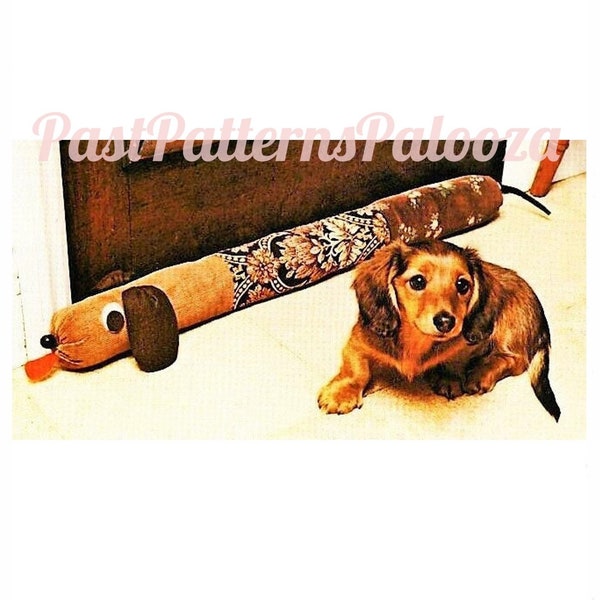 Vintage Sewing Pattern 30" Dachshund Dog Draft Stopper Dodger PDF Instant Digital Download Soft Plush Fabric Wiener Dog