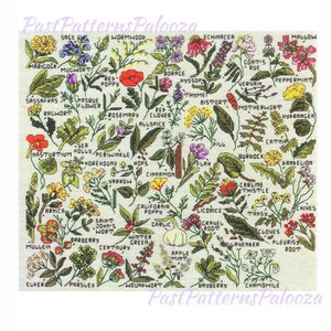 Vintage Cross Stitch Patterns Mini Herbs Spices Medicinal Plants Flowers Motifs PDF Instant Digital Download Embroidery Natural Remedies A1
