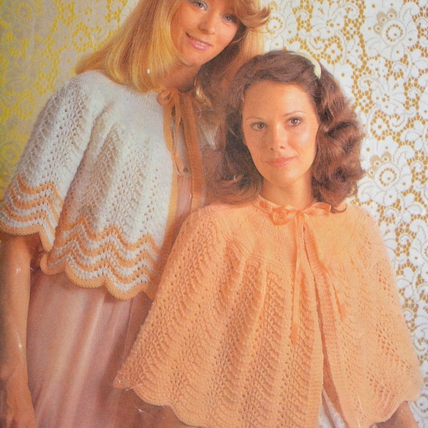 Vintage Knitting Pattern Womens Shell Stitch Bed Jacket Ripple Shell Bed Cape PDF Instant Digital Download DK or Quickerknit