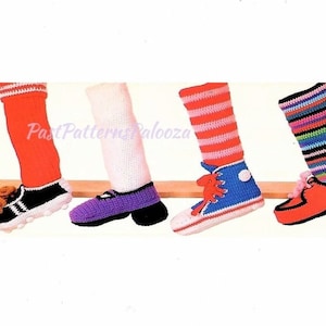 Vintage Crochet Pattern 16" Fun Shoes Socks Novelty Christmas Stockings PDF Instant Digital Download Mary Jane Hi Top Sneaker Soccer 10 Ply