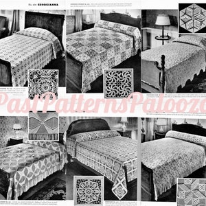 Vintage Bedspread Patterns 12 to Crochet and 2 to Knit in Cotton Thread c. 1938 PDF Instant Digital Download Heirloom Heirloom Bed Spreads